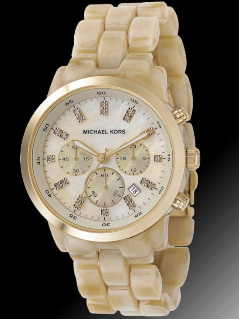 Michael Kors Gold and Ivory Resin Link Bracelet Watch